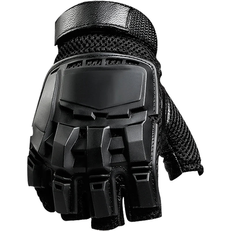 Gants tactiques demi-doigts noirs en nylon – M à XL