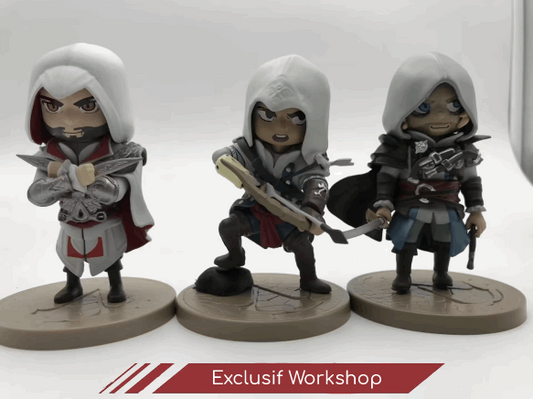 Figurine Assassin's Creed Edward, Connor et Ezio 12cm
