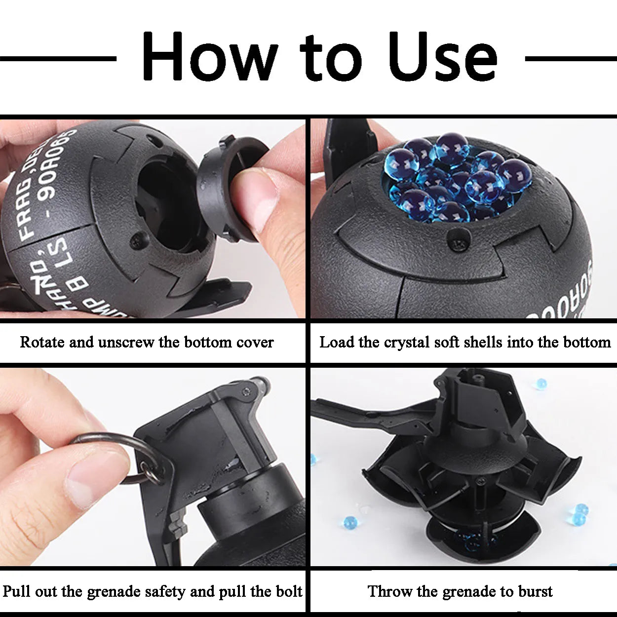 Grenades Airsoft réutilisables à ressort – Plusieurs modèles