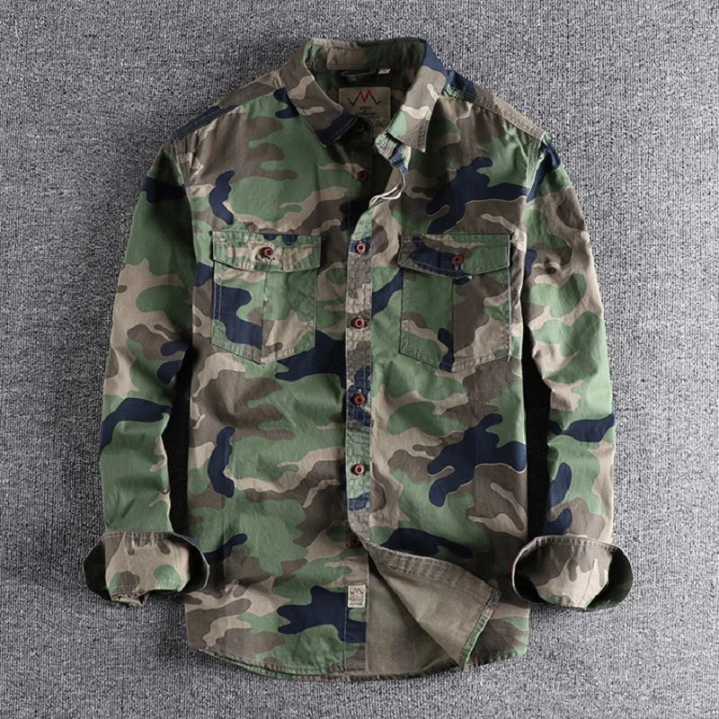 Chemise camouflage coton à manches longues – plusieurs motifs