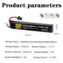 Batterie LiPo 11,1 V 2 800 mAh 30C – Connecteur au choix