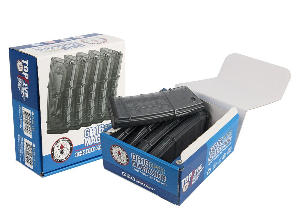 Pack de 5 chargeurs AEG G&G GR16 105 billes — S10528