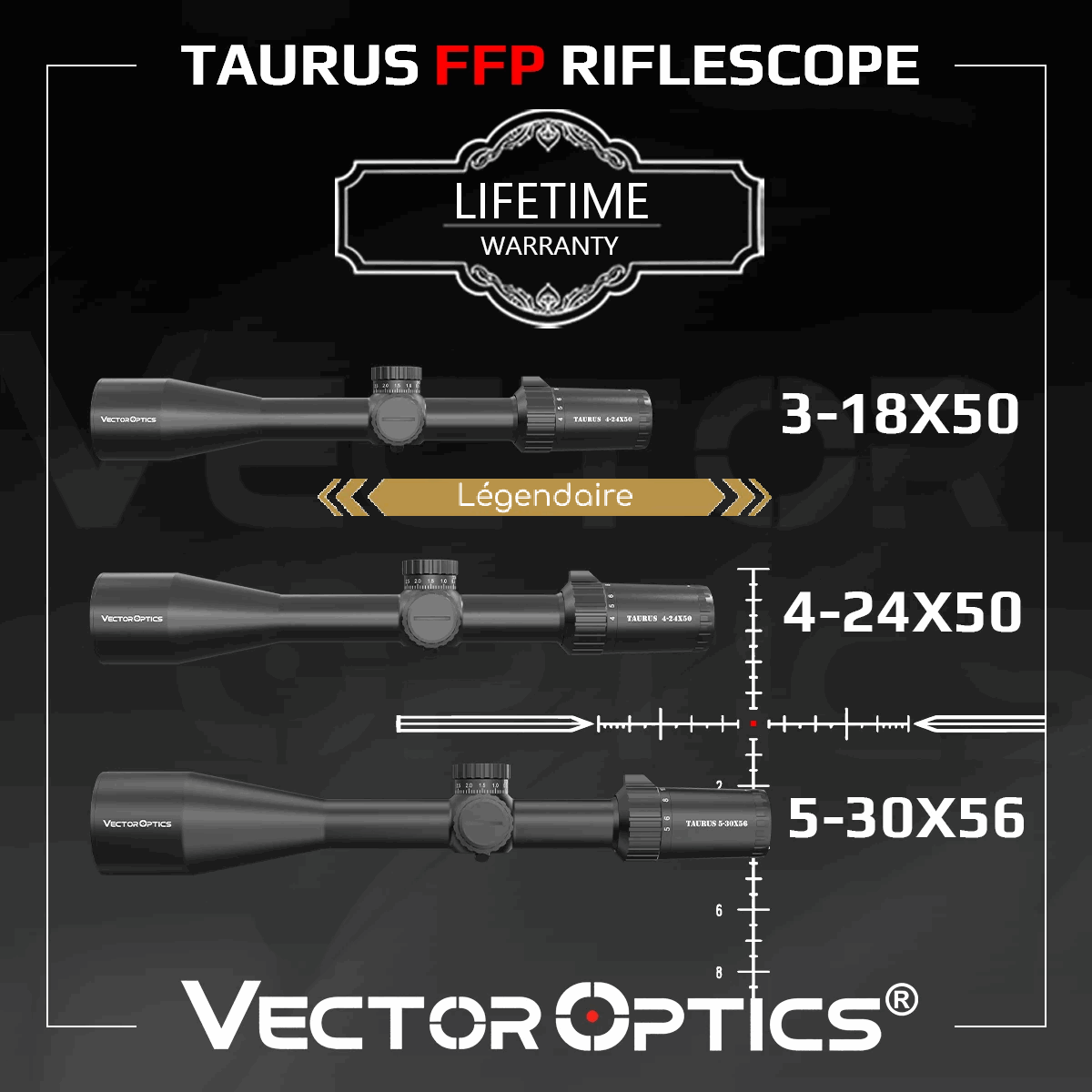 Lunette de visée Taurus 3-18x50/4-24x50/5-30x56 FFP - Vector Optics