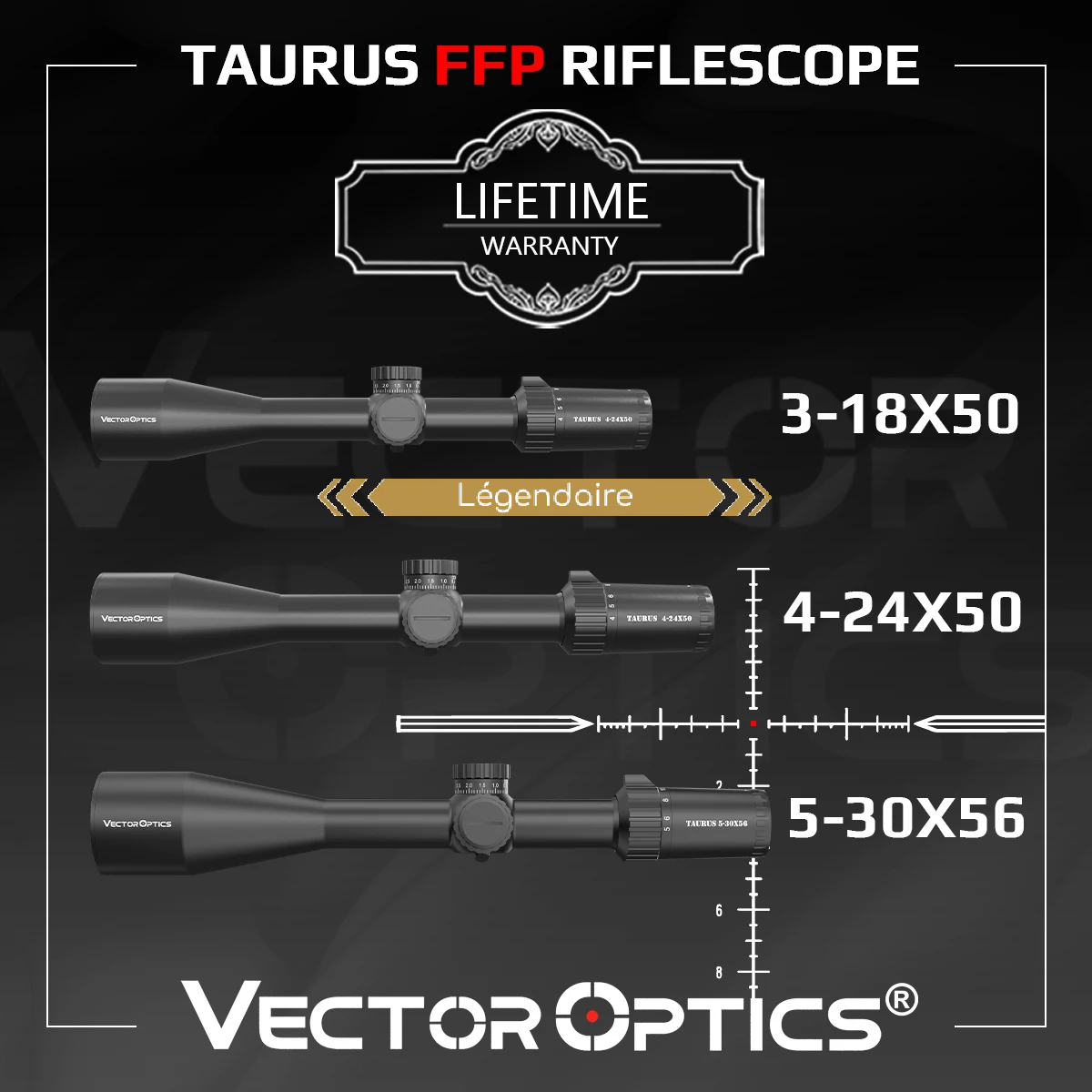 Lunette de visée Taurus 3-18x50/4-24x50/5-30x56 FFP - Vector Optics