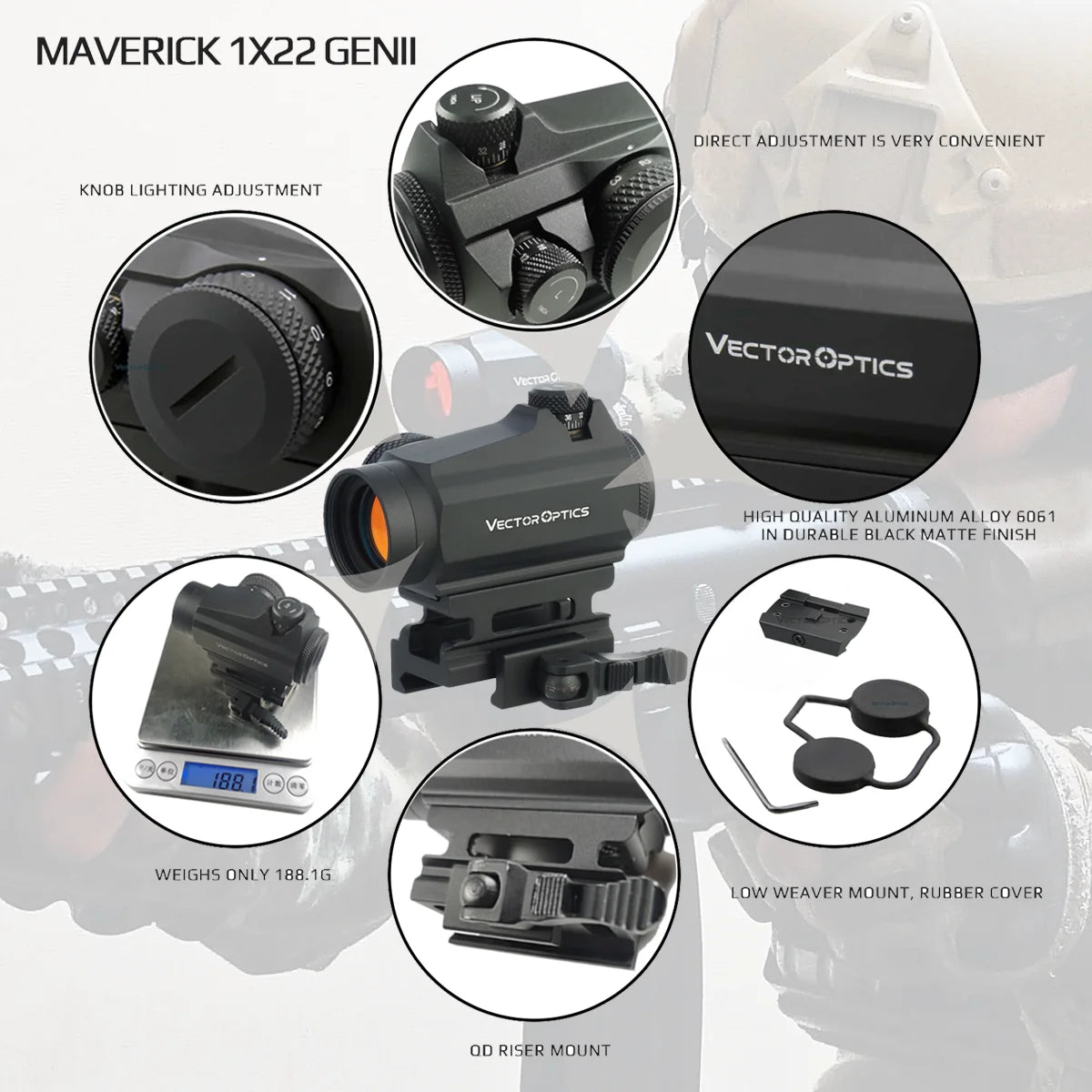 Red dot sight Maverick 1x22 GenII - Vector Optics