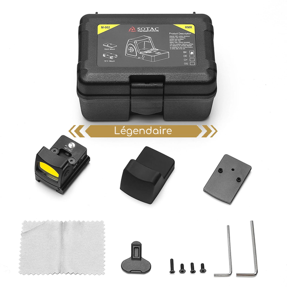 Viseur reflex type RMR 3,25 MOA pour rail Picatinny et monture type Glock