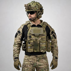 Ensemble Airsoft camouflage avec gilet et casque – plusieurs configurations