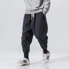 Pantalon sarouel en coton à taille élastique