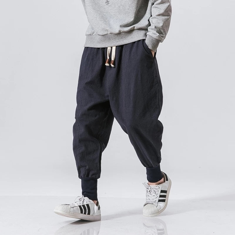 Pantalon sarouel en coton à taille élastique