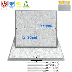 Lot de 12 panneaux acoustiques polyester 30 × 30 cm