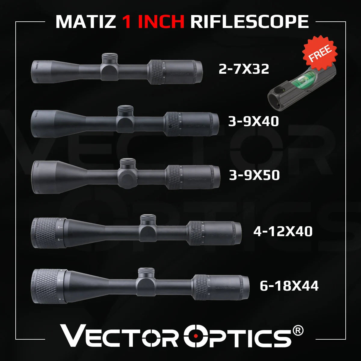 Lunette de visée Matiz à tube 1″ – Vector Optics – Plusieurs modèles