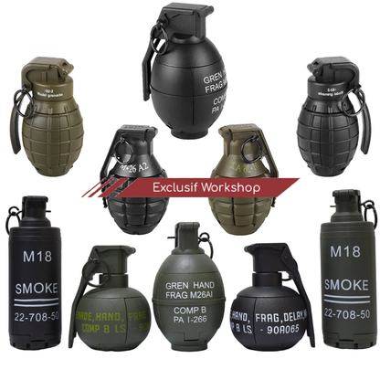 Grenades à ressort Airsoft, divers modèles disponibles