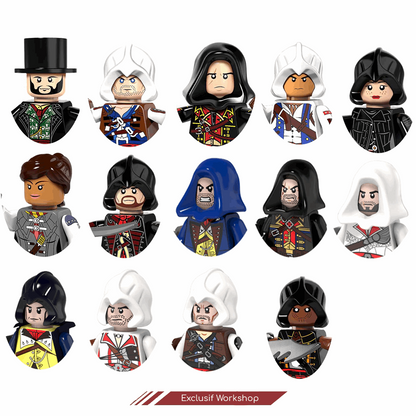 Figurine Assassin's Creed compatible avec Lego, Ezio, Altair, Connor, Edward, Jacob, Adéwalé, Aveline, Etc.