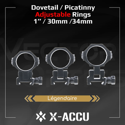 Paires d'Anneaux de portée réglables Max 6mm / 40MOA - X-ACCU - Vector Optics