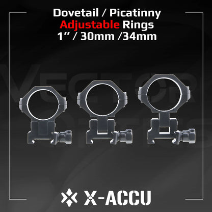 Paires d'Anneaux de portée réglables Max 6mm / 40MOA - X-ACCU - Vector Optics