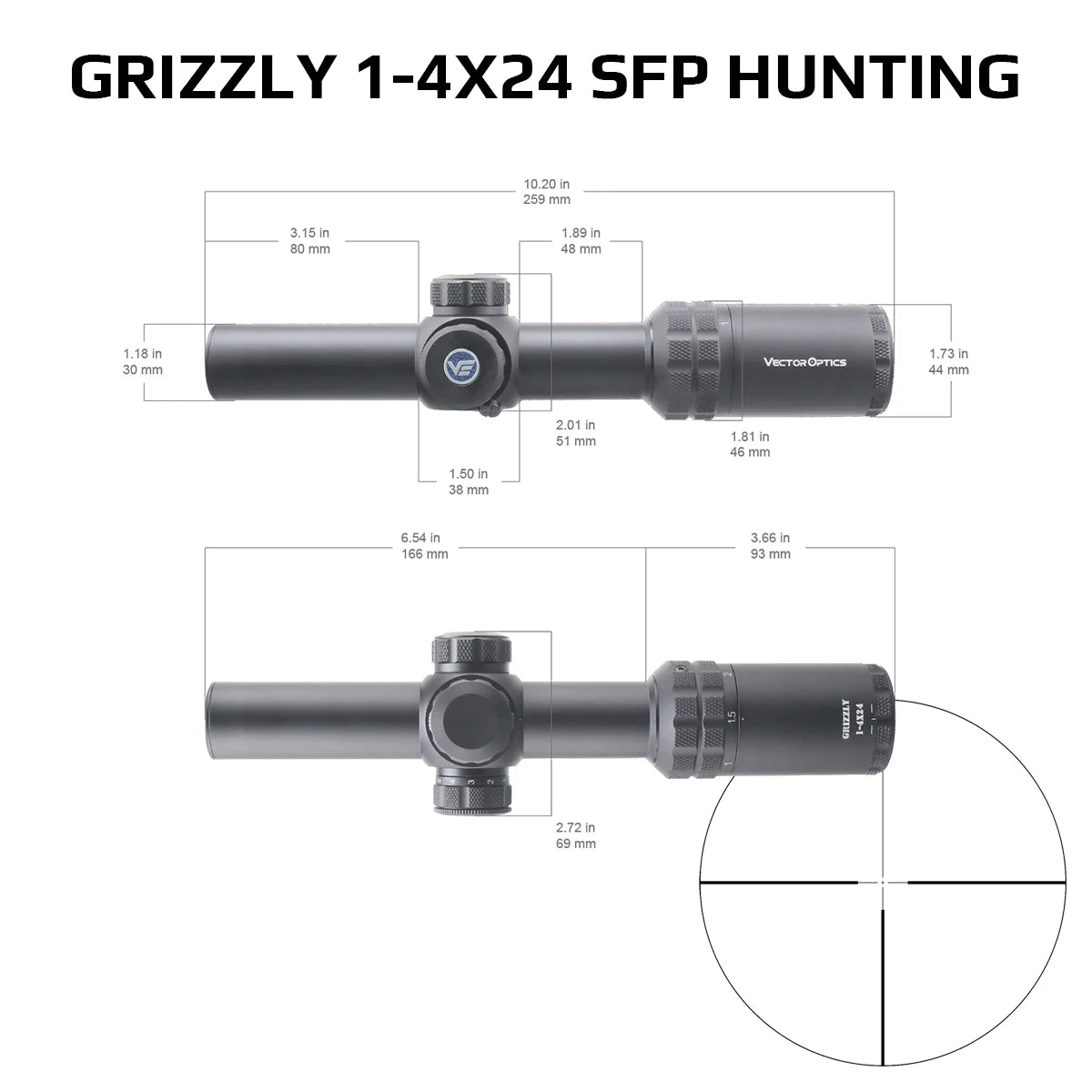 Lunette LPVO 1–4×24 ou 1–6×24, SFP/FFP – Vector Optics