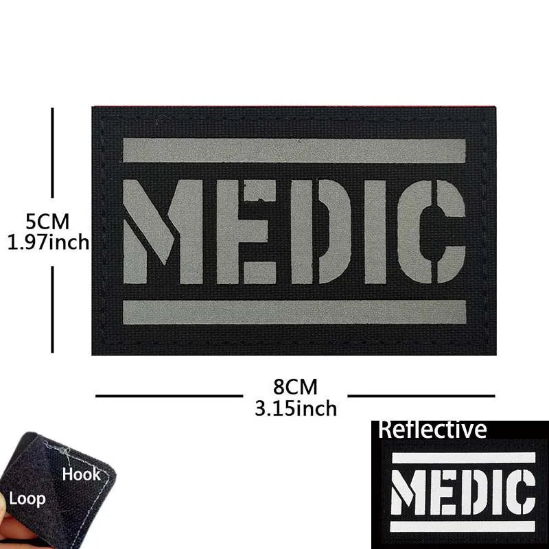 Patch médic Airsoft – 07 MEDIC Gris Noir