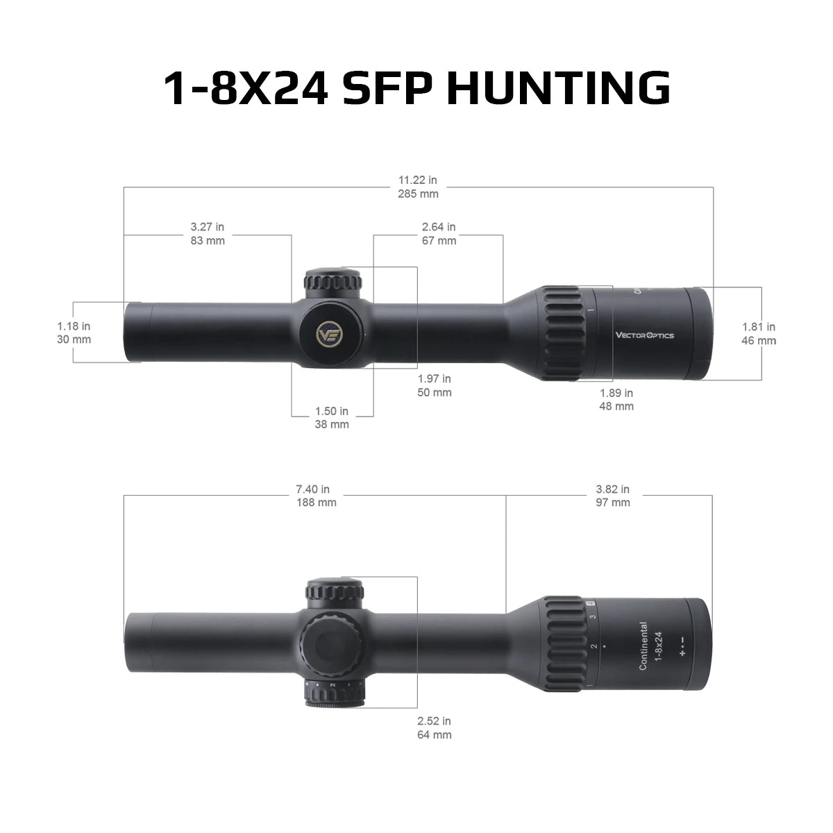 Lunette Continental ×8 SFP – Vector Optics – Plusieurs modèles