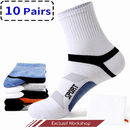 Chaussettes fines en maille respirante, coton, 10 paires