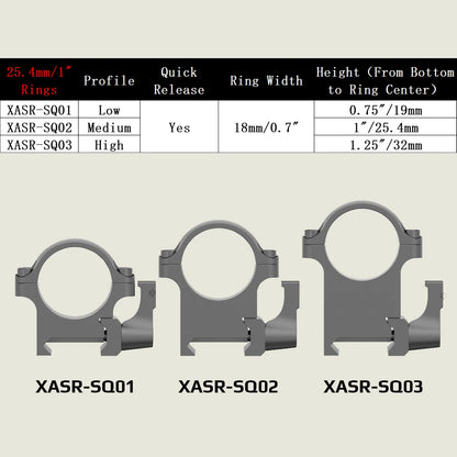 Paires d'anneaux Weaver en acier X-ACCU, 25.4mm et 30mm, avec dégagement rapide, usinés CNC - Vector Optics