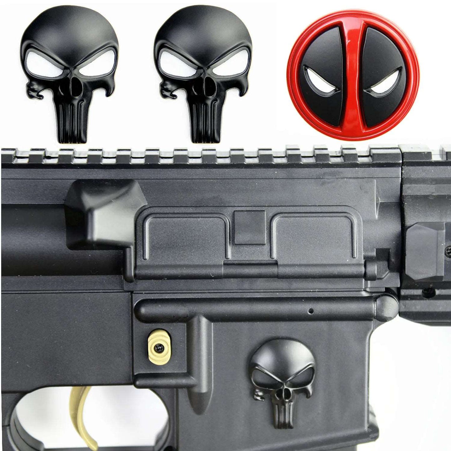 Autocollant métallique 3D Punisher ou Deadpool