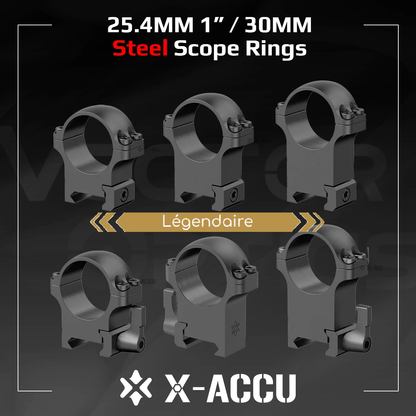 Paires d'anneaux Weaver en acier X-ACCU, 25.4mm et 30mm, avec dégagement rapide, usinés CNC - Vector Optics