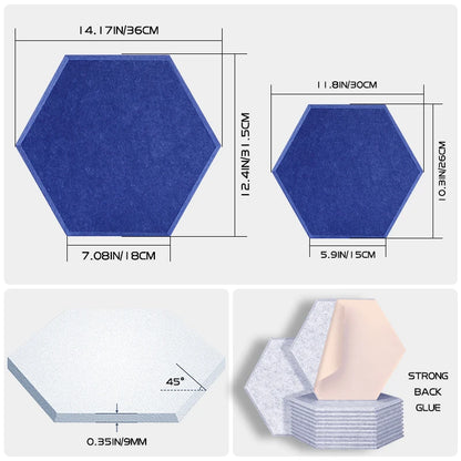 Panneaux Muraux Hexagonaux en Polyester, Insonorisation, Auto-Adhésif, 6 Pièces