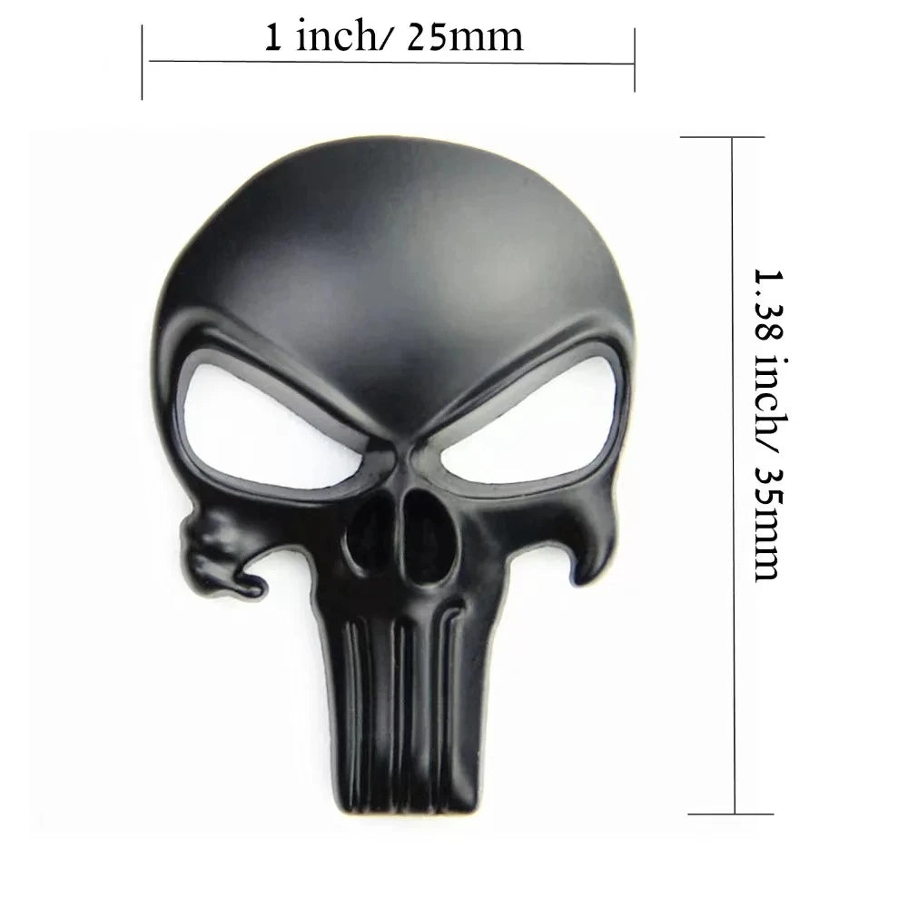 Autocollant métallique 3D Deadpool ou Punisher – 35 × 25 mm