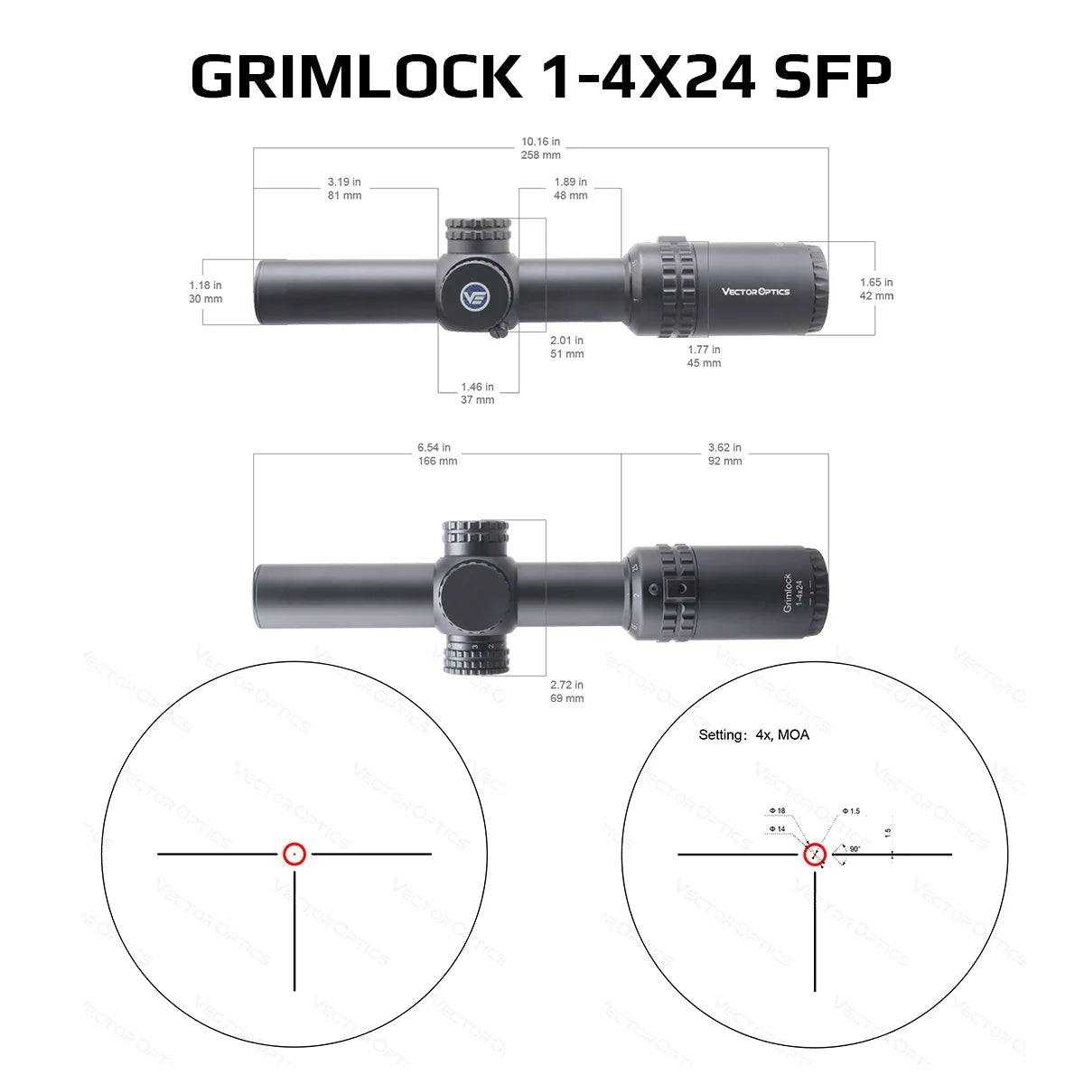 Lunette LPVO 1–4×24 ou 1–6×24, SFP/FFP – Vector Optics