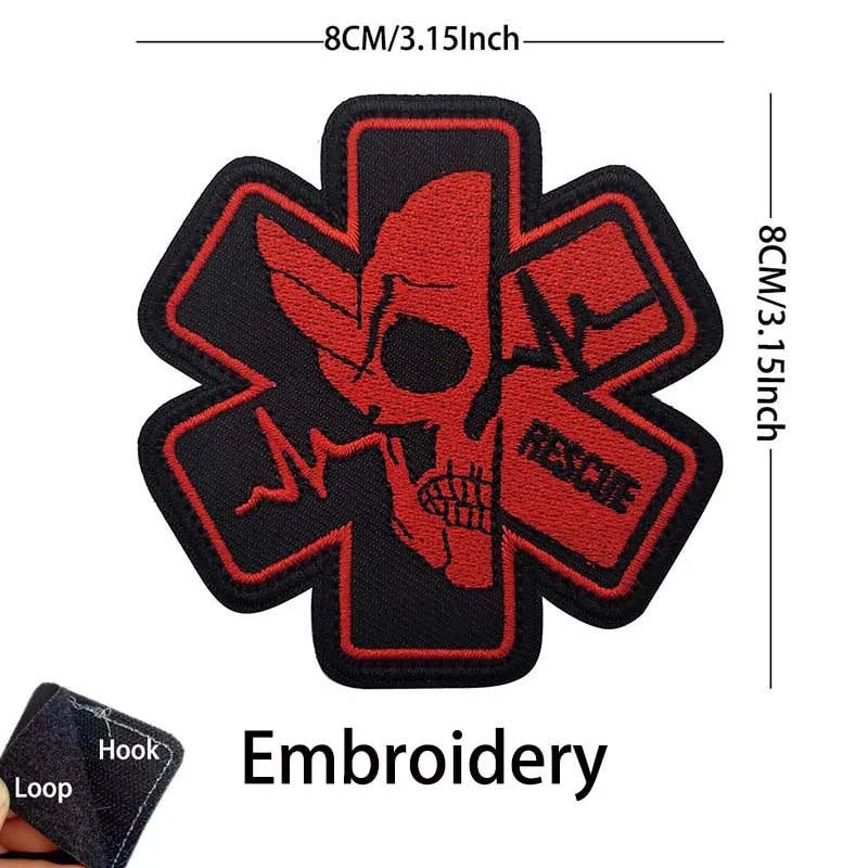 Patch médic Airsoft – 03 Étoile de vie Rouge