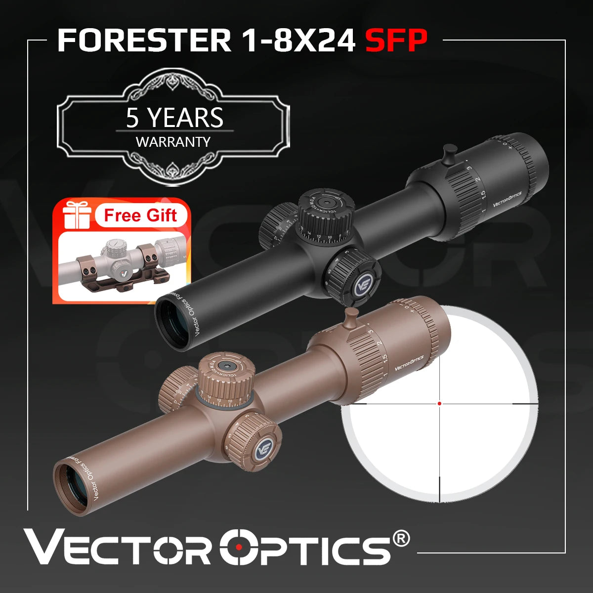 Lunette LPVO Forester 1–8×24 SFP – Vector Optics