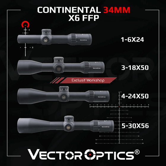 Lunette Continental FFP 34 mm 1–6×28 à 5–30×56 Vector Optics – visuel 1