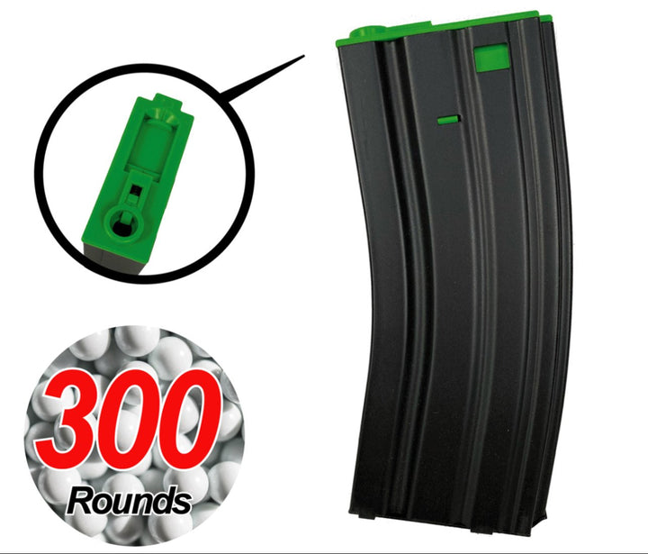 Chargeur S&T M4 métal 300 billes noir / vert — ST44869