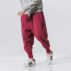 Pantalon sarouel en coton à taille élastique