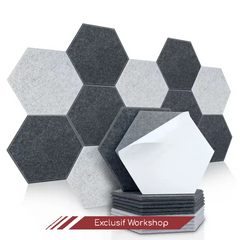 Lot de 6 panneaux acoustiques hexagonaux auto-adhésifs