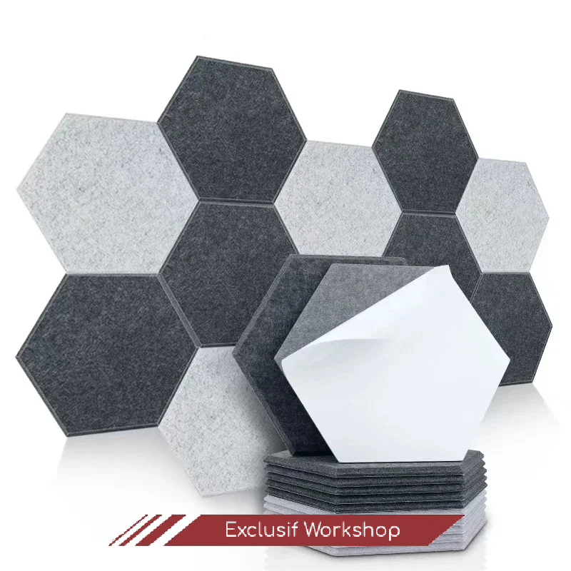 Lot de 6 panneaux acoustiques hexagonaux auto-adhésifs