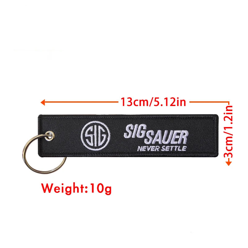 Porte-clés brodé SIG SAUER – 13 cm, lot au choix