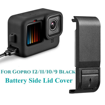 Couvercle de batterie noir à rabat pour GoPro Hero 9, 10, 11, 12