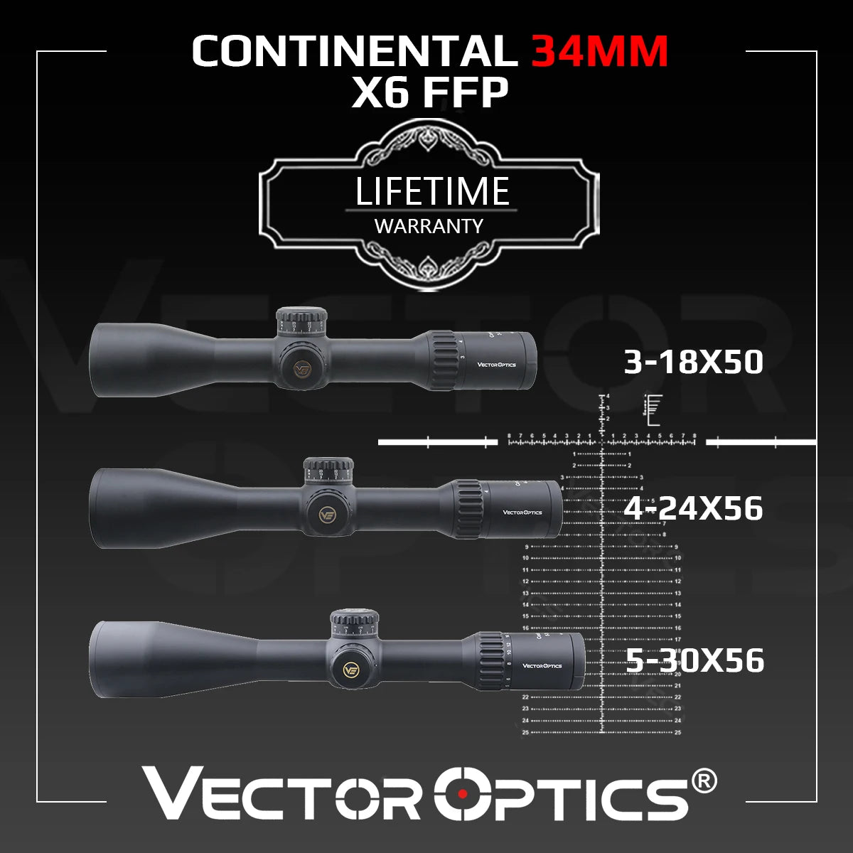 Lunette Continental FFP 34 mm SCFF-40 / 41 / 43 – Vector Optics