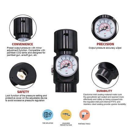 Régulateur HPA SFR, avec Coupleur femelle avec entrée 1/8 NPT "US",  0-130 PSI