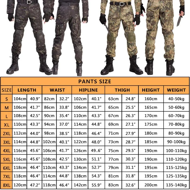 Pantalon tactique camouflage russe avec genouillères