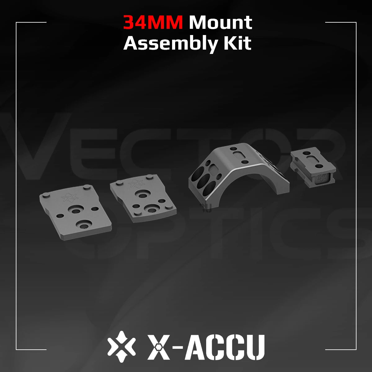Kit de montage X-ACCU 34 mm Vector Optics permet d'ajouter point rouge sur le dessus d"une lunette