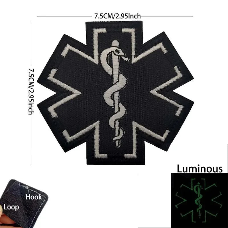 Patch médic Airsoft – 02 Étoile de vie Noir