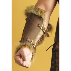 Brassard viking à rivets en cuir synthétique et fourrure – Valhalla