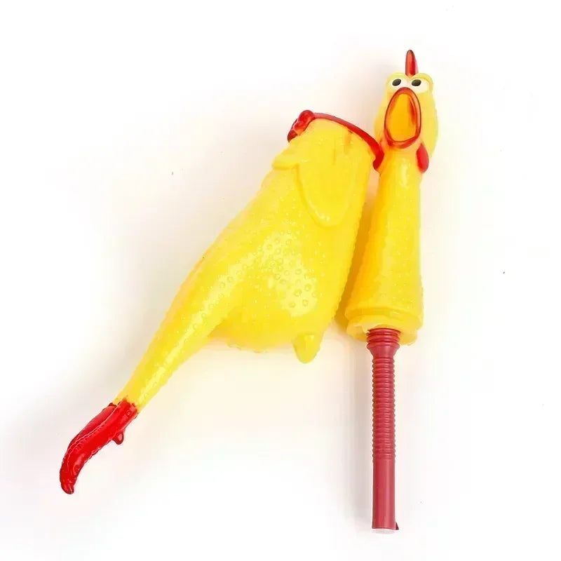 Poulet couineur en caoutchouc jaune – 17 ou 31 cm