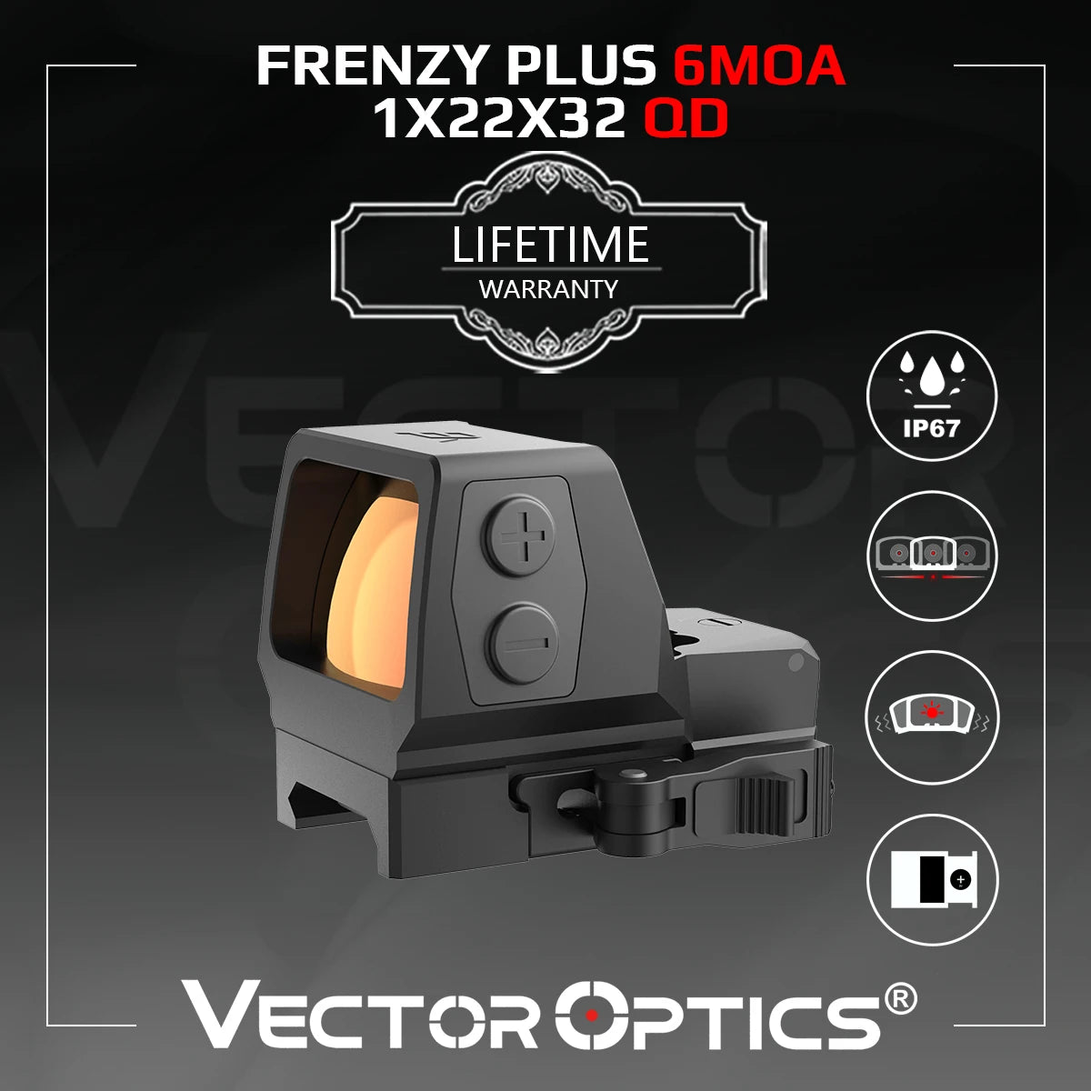 Viseur point rouge Frenzy Plus 1×22×32, 6 MOA – Vector Optics SCRD-65