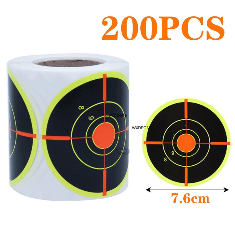 Rouleau de 200 cibles réactives autocollantes – 7,5 cm