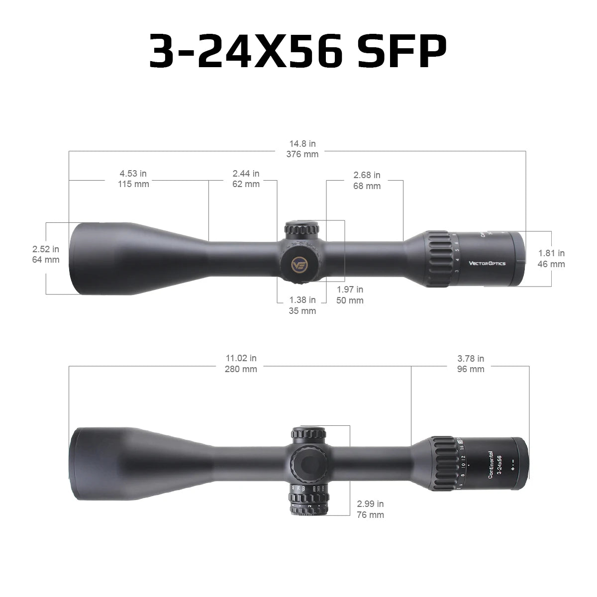 Lunette Continental ×8 SFP – Vector Optics – Plusieurs modèles