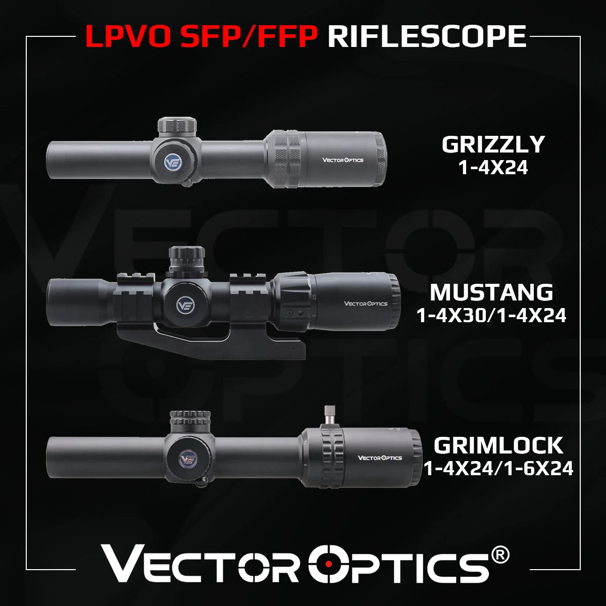 Lunette LPVO 1–4×24 ou 1–6×24, SFP/FFP – Vector Optics