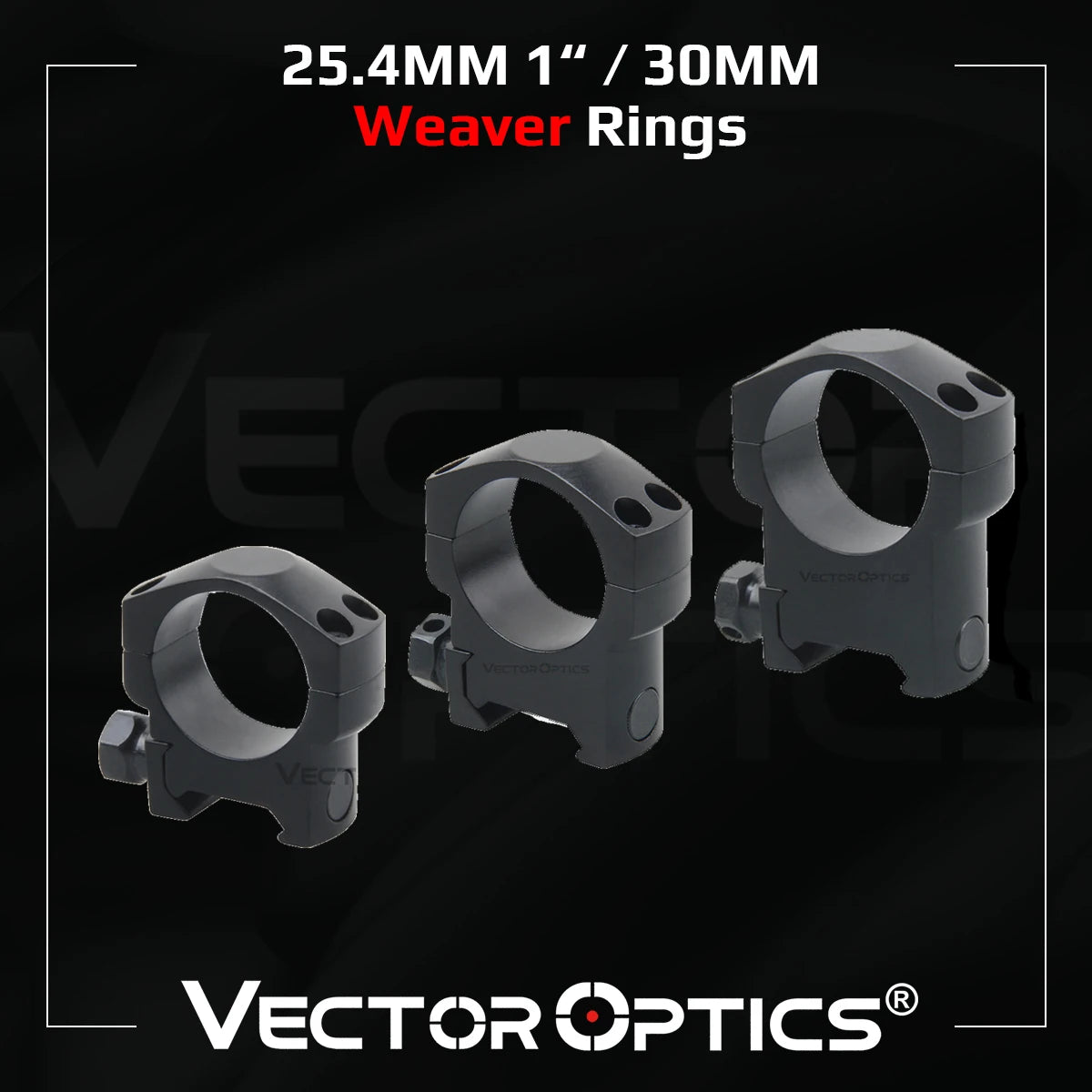 Anneaux Vector Optics pour rail 20 mm – Ø 25,4 ou 30 mm